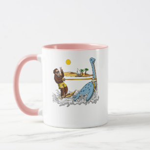 Bigfoot Riding Loch Ness Monster Funny Verschwörun Tasse