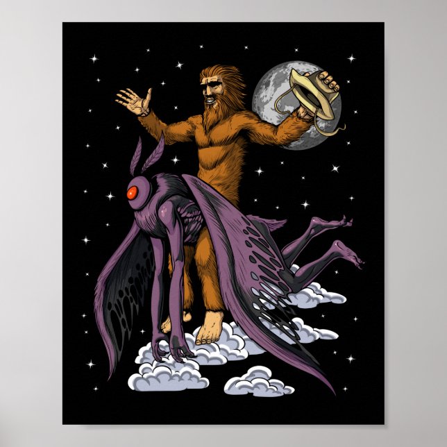 Bigfoot Riding Mothman Poster (Vorne)