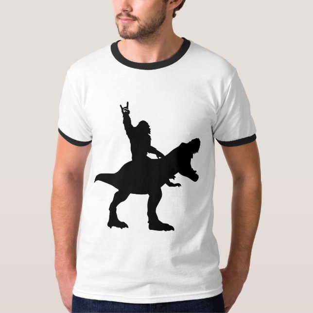Bigfoot Riding T-Rex T-Shirt (Vorderseite)