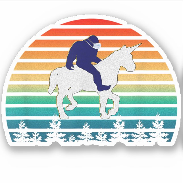 Bigfoot Riding Unicorn Aufkleber (Vorderseite)
