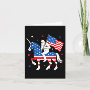 Bigfoot Riding Unicorn USA Flag Unabhängigkeit Tag Karte
