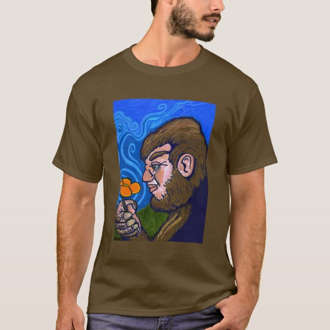 Bigfoot riecht nach einer Blume T-Shirt (Vorderseite)