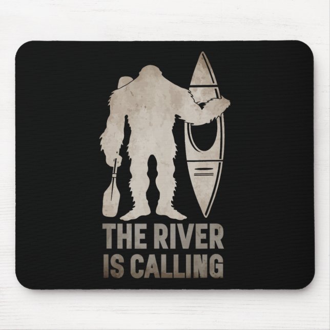 Bigfoot River Kayak Sasquatch Camping Canoe Gesche Mousepad (Vorne)