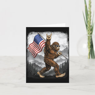 Bigfoot Rock On Handzeichen Amerikanische Flagge 4 Karte