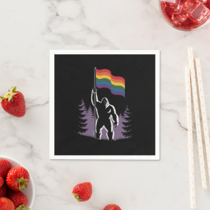 Bigfoot Rock On LGBTQ Progressive Neue Pride-Flagg Serviette