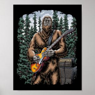Bigfoot Rockin mit seiner Gitarre draußen - Wald J Poster
