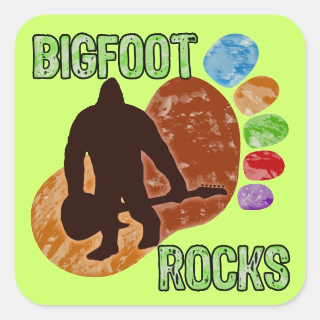 Bigfoot Rocks Quadratischer Aufkleber (Vorderseite)