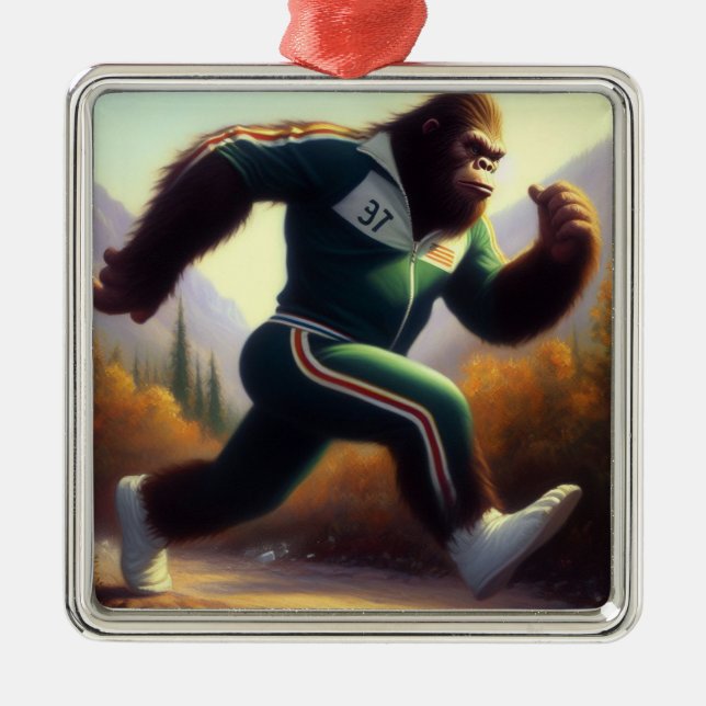 Bigfoot Running Ornament Aus Metall (Vorne)