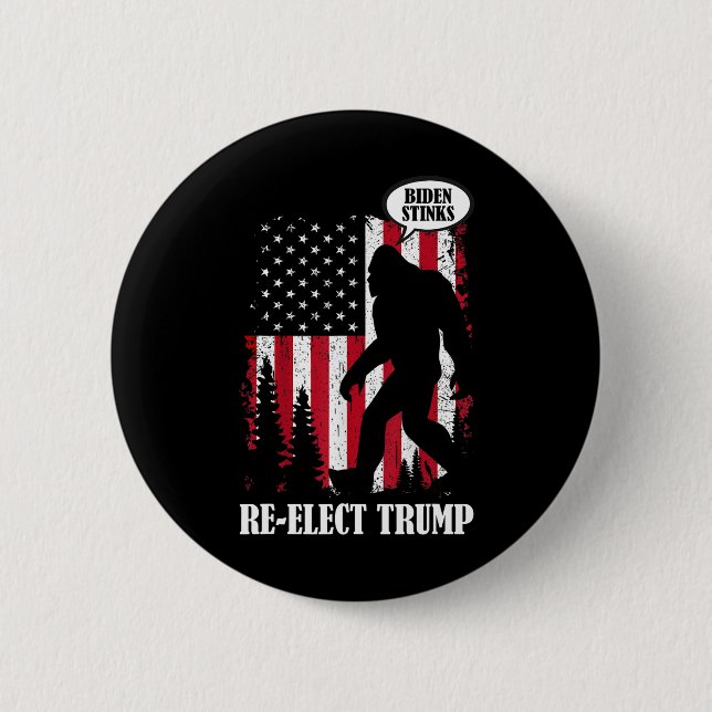 Bigfoot sagt Biden Stinks Button (Vorderseite)