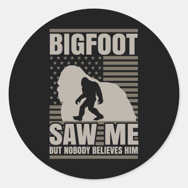 Bigfoot sah mir amerikanische Flagge Runder Aufkleber (Vorderseite)
