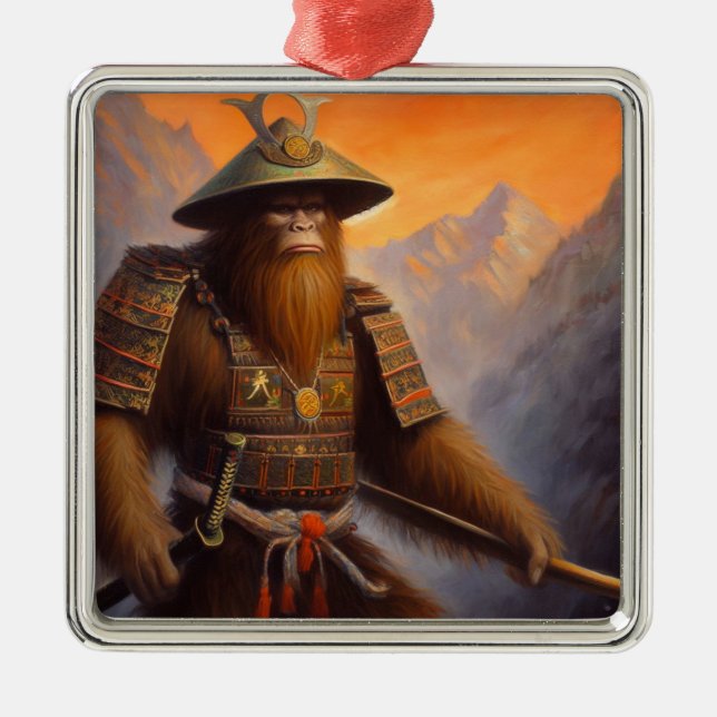 Bigfoot Samurai Ornament Aus Metall (Vorne)