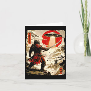 Bigfoot Samurai UFO Ukiyo-e japanische Kunst Vinta Karte