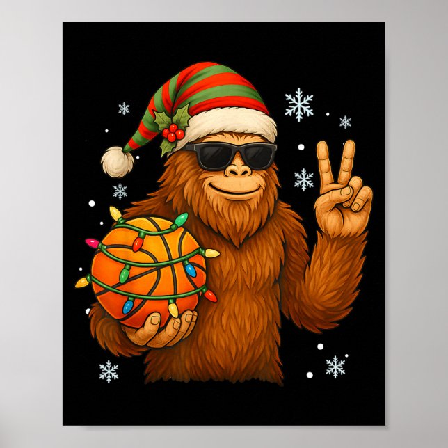 Bigfoot Santa Basketball Christmas  Poster (Vorne)