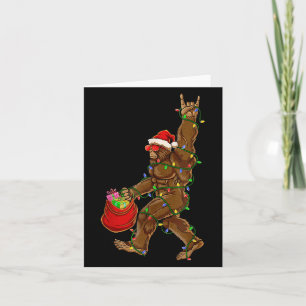 Bigfoot Santa Christmas Lights Rock Funny Sasquatc Karte