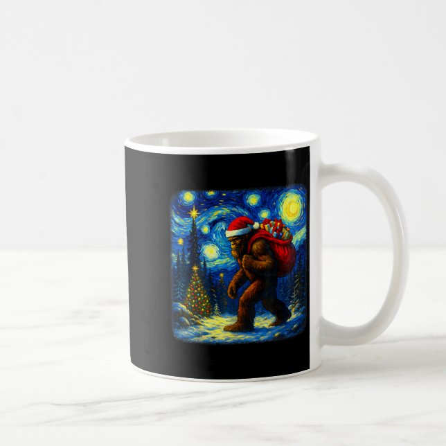 Bigfoot Santa Christmas Starry Night Sasquatch Van Kaffeetasse (Rechts)
