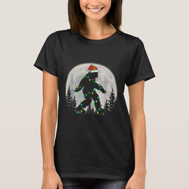 Bigfoot Santa Christmas Tree Lights Funny Xmas Sas T-Shirt (Vorderseite)