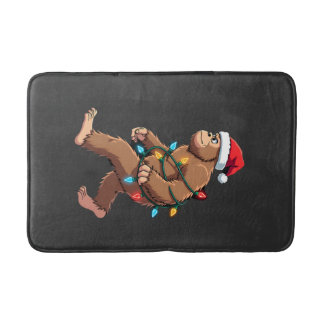 Bigfoot Santa Christmas Tree Lights Xmas Boys Men  Badematte