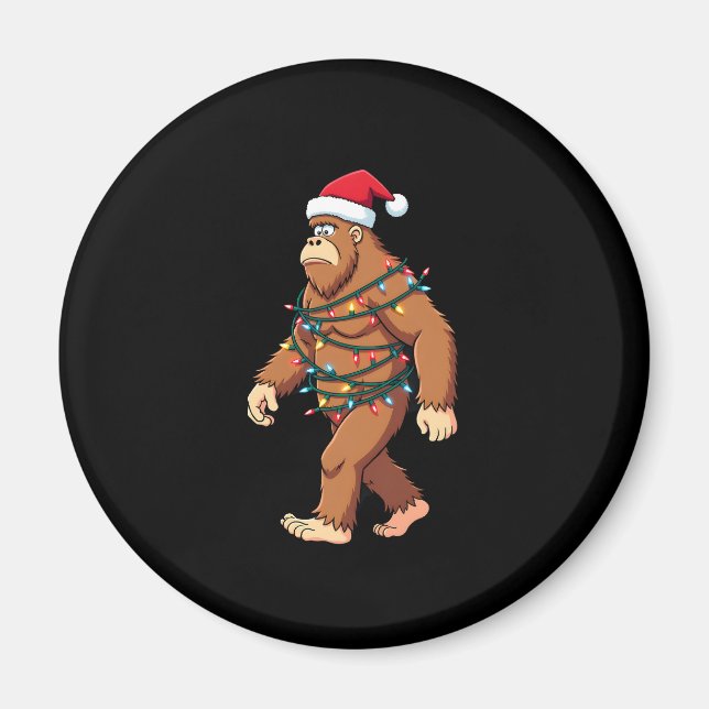 Bigfoot Santa Christmas Tree Lights Xmas Boys Men  Magnet (Vorne)