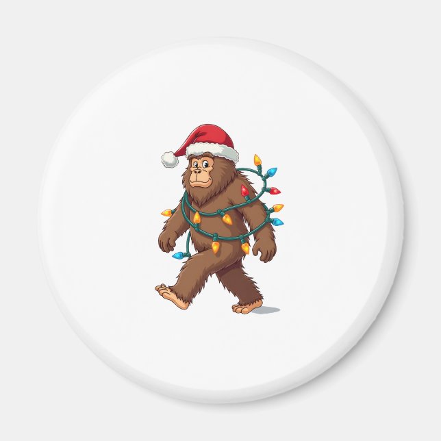 Bigfoot Santa Christmas Tree Lights Xmas Boys Men  Magnet (Vorne)