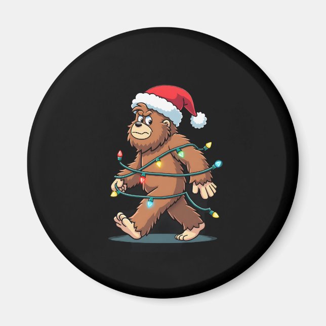 Bigfoot Santa Christmas Tree Lights Xmas Boys Men  Magnet (Vorne)
