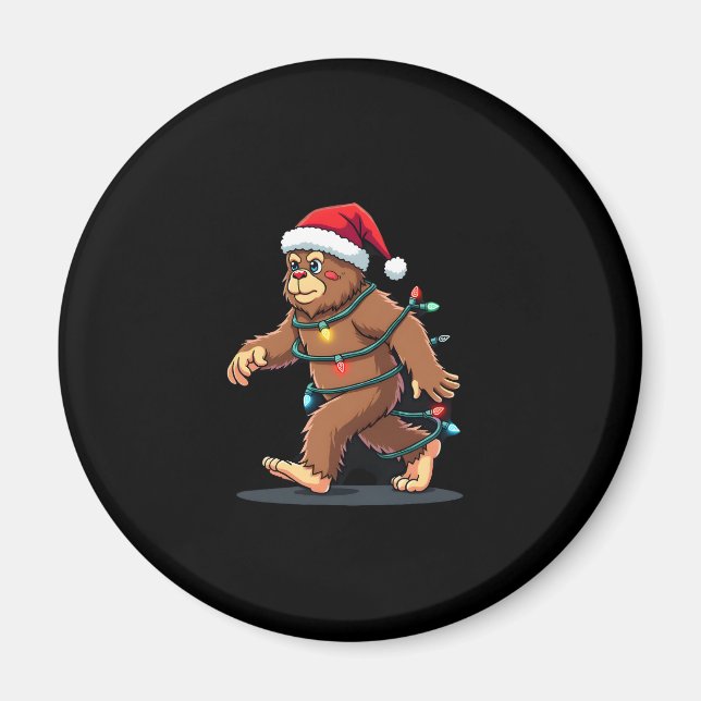 Bigfoot Santa Christmas Tree Lights Xmas Boys Men  Magnet (Vorne)