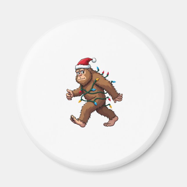 Bigfoot Santa Christmas Tree Lights Xmas Boys Men  Magnet (Vorne)