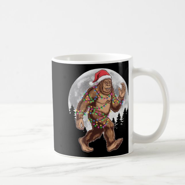 Bigfoot Santa Christmas Tree Lights Xmas Sasquatch Kaffeetasse (Rechts)