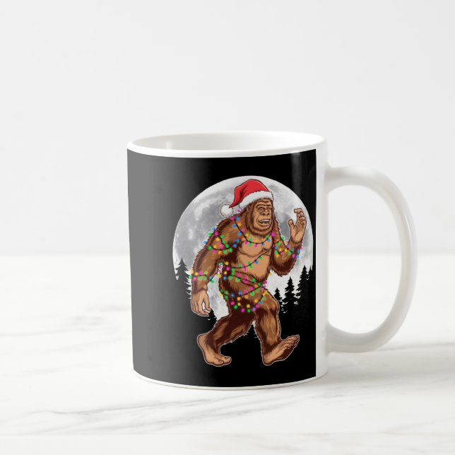 Bigfoot Santa Christmas Tree Lights Xmas Sasquatch Kaffeetasse (Rechts)