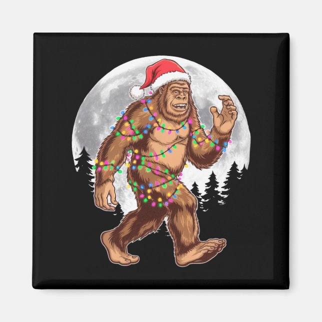 Bigfoot Santa Christmas Tree Lights Xmas Sasquatch Magnet (Vorne)