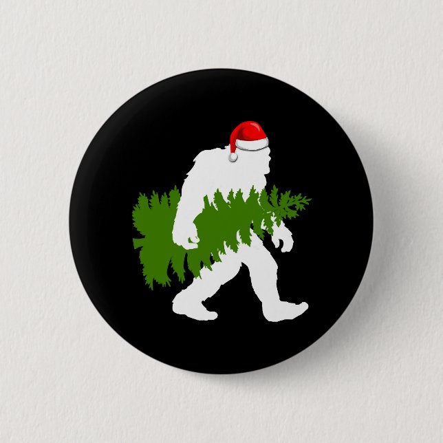 BigFoot Santa Claus Fun Christmas Ohrts Button (Vorderseite)