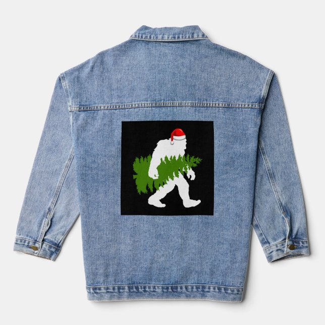 BigFoot Santa Claus Fun Christmas Ohrts Jeansjacke (Rückseite)
