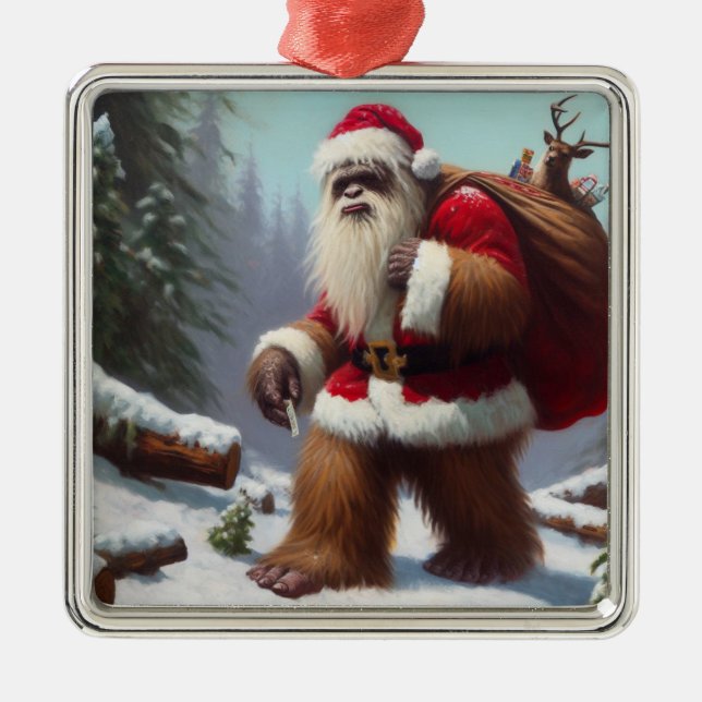 Bigfoot Santa Claus Ornament Aus Metall (Vorne)