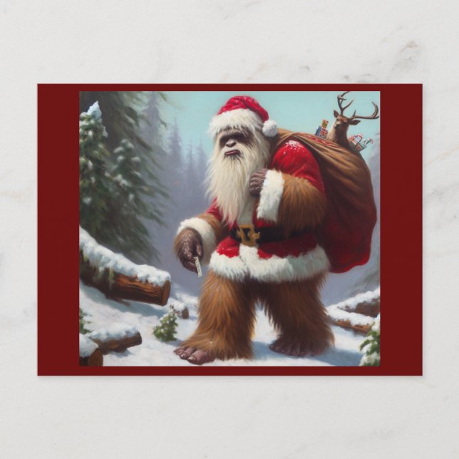 Bigfoot Santa Claus Postkarte (Vorderseite)