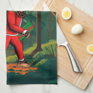 Bigfoot Santa Claus Sack der Geschenke Geschirrtuch