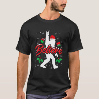 Bigfoot Santa Glaube Funny Bigfoot Weihnachtsfelse T-Shirt