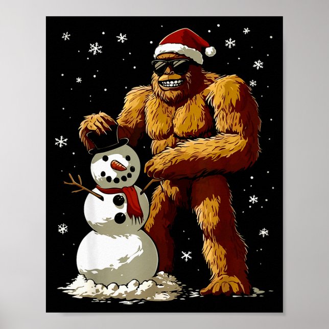 Bigfoot Santa Snowman Kids Boys Men Xmas Christmas Poster (Vorne)
