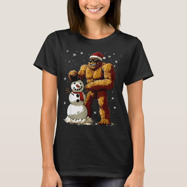 Bigfoot Santa Snowman Kids Boys Men Xmas Christmas T-Shirt (Vorderseite)