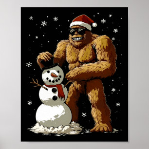 Bigfoot Santa Snowman Kinder Jungs Weihnachten Wei Poster