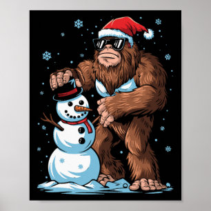 Bigfoot Santa Snowman Kinder Jungs Weihnachten Wei Poster