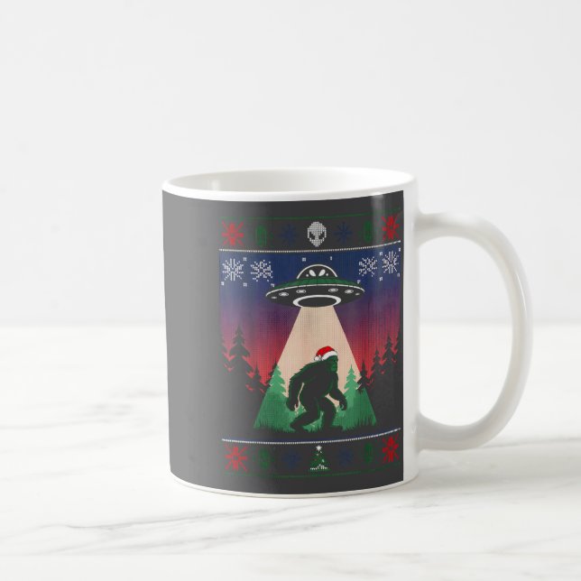 Bigfoot Santa Ufo Alien Funny Ugly Christmas Sweat Kaffeetasse (Rechts)