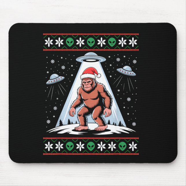 Bigfoot Santa Ufo Alien Funny Ugly Christmas Sweat Mousepad (Vorne)