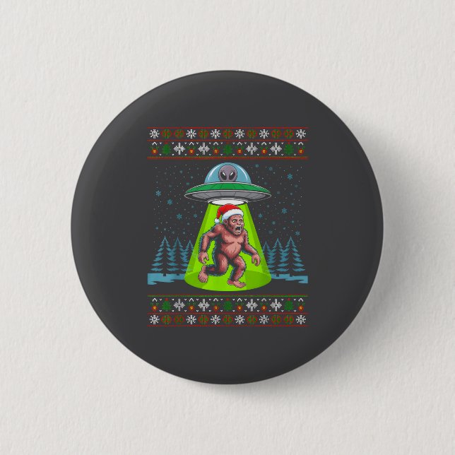 Bigfoot Santa Ufo Sasquatch Funny Ugly Christmas S Button (Vorderseite)
