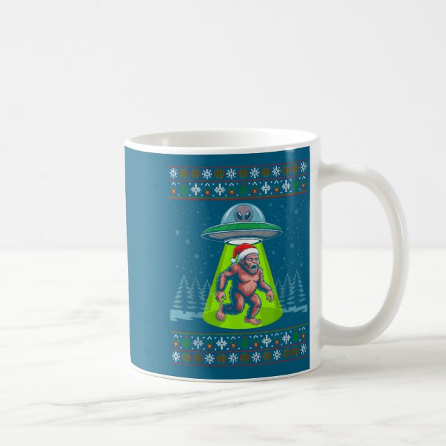 Bigfoot Santa Ufo Sasquatch Funny Ugly Christmas S Kaffeetasse (Rechts)