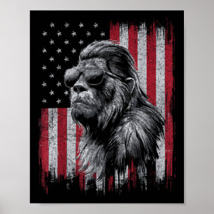 Bigfoot Sasquatch 4. Juli Patriotic Usa Indepe Poster