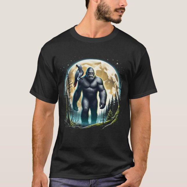 Bigfoot Sasquatch African Gray Parrot Owner Lover T-Shirt (Vorderseite)
