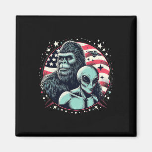 Bigfoot Sasquatch Alien Amp Bigfoot Usa Flaggen Magnet