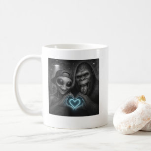 Bigfoot Sasquatch Alien Liebe Handzeichen Kaffeetasse