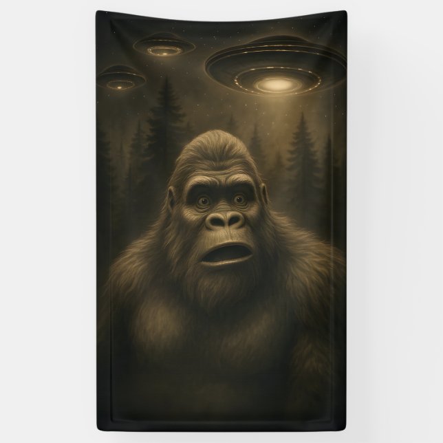 Bigfoot Sasquatch Alien UFO Funny Banner (Vertikal)