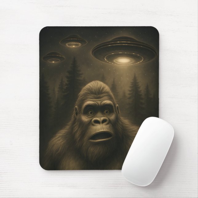 Bigfoot Sasquatch Alien UFO Funny Mousepad (Mit Mouse)