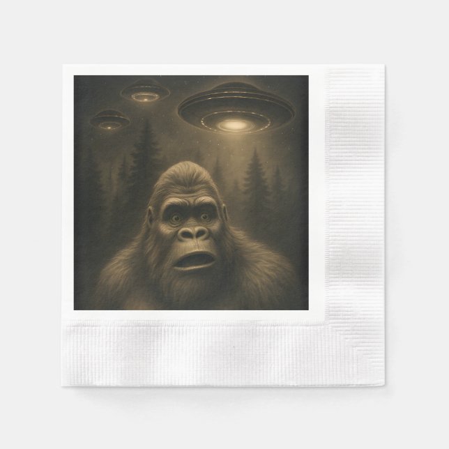 Bigfoot Sasquatch Alien UFO Funny Serviette (Vorderseite)